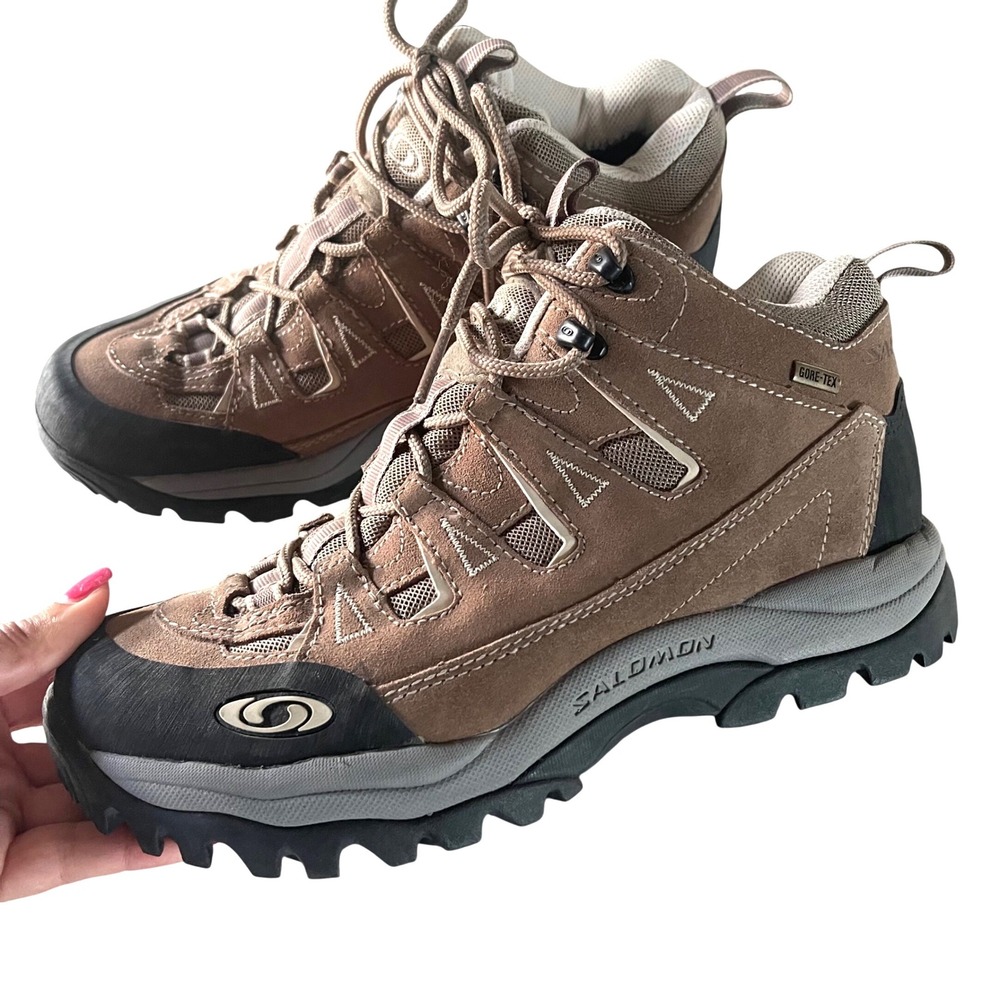 Salomon Vtge Hiking Boots Women Brown Gore-Tex Waterproof Gorpcore Contagrip Mid